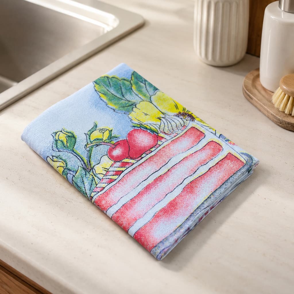 Pano De Prato Estampado Branco 44x68cm Jogo 3 Peças