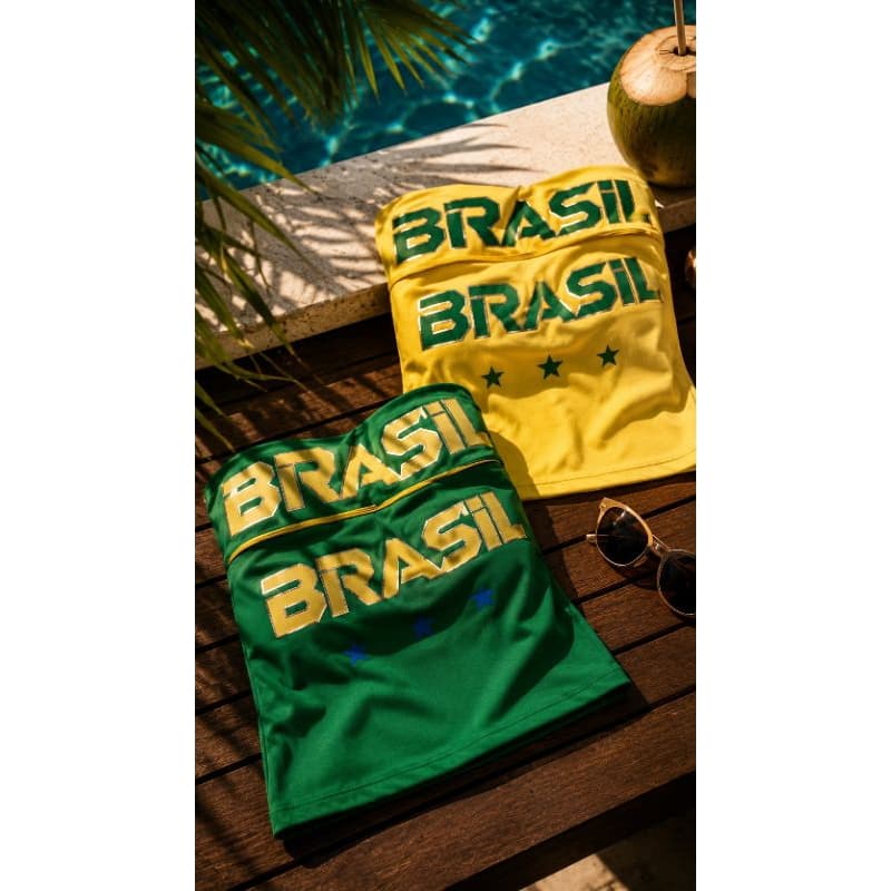 Tomara Que Caia Brasil Com Bojo Feminino Copa Torcida Tamanho Único Verde ou Amarelo