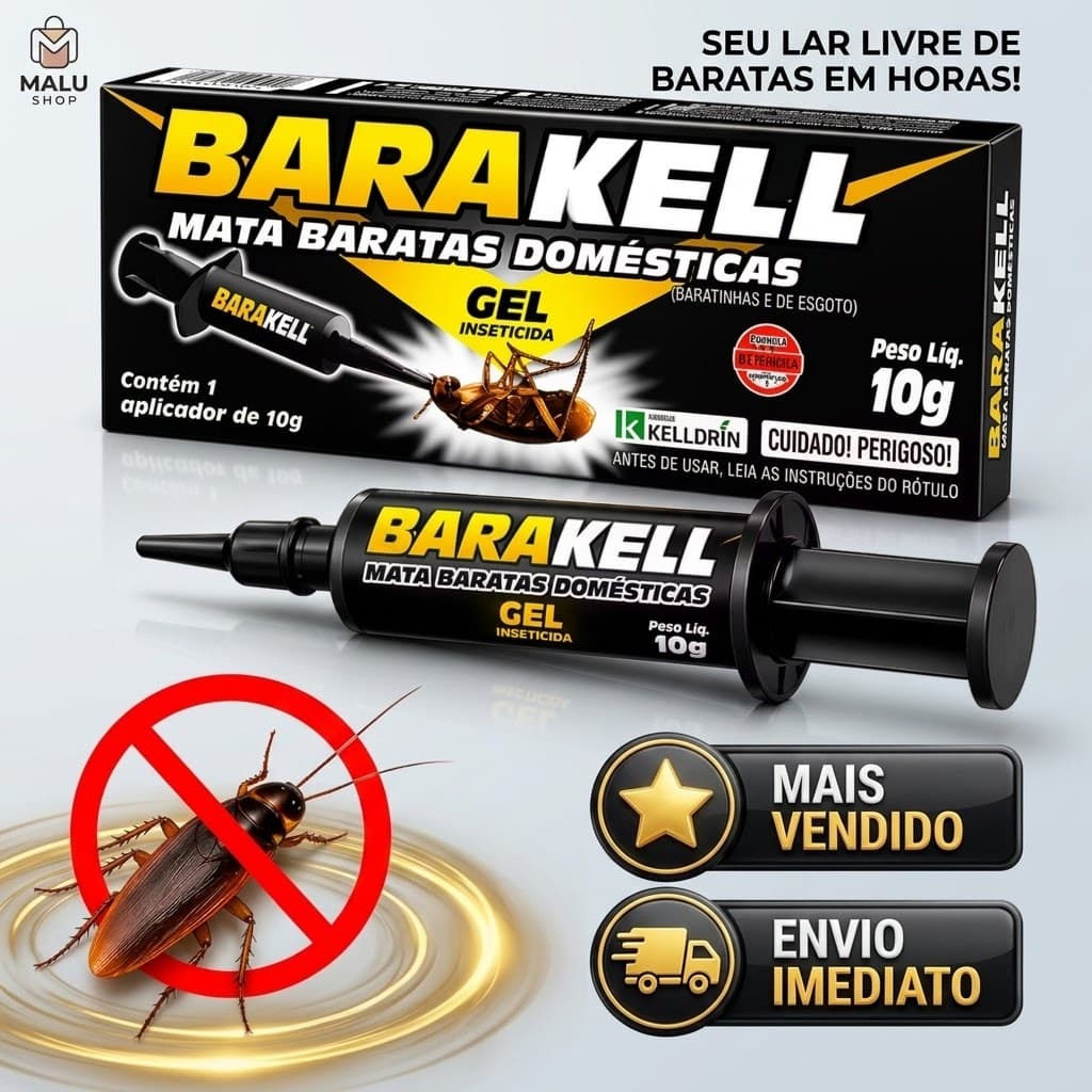 Gel Inseticida Mata Barata Barakell 10g Isca Gel Potente Fim Das Baratas Domésticas Rápido e Eficaz Pronta Entrega