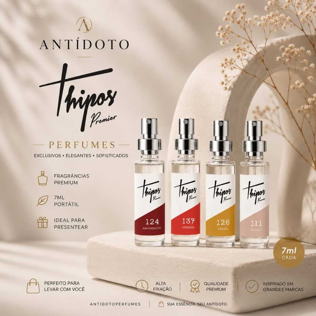 Perfume de Bolso Feminino 7ml Thipos Original - Mini Perfume Portátil Para Bolsa Frasco Viagem