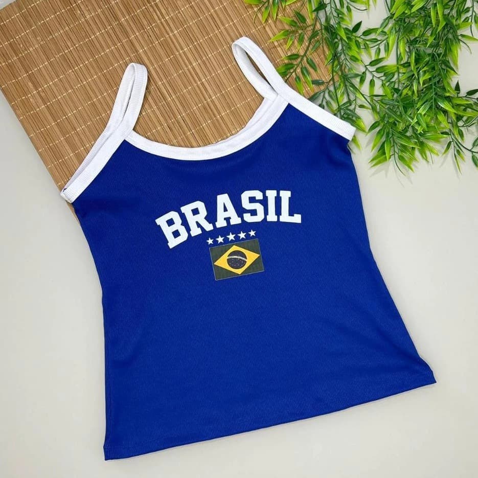 Regata Feminina de Alcinha Brasil – Blusinha Canelada, Várias Cores e Estilos, Moda Bloqueira