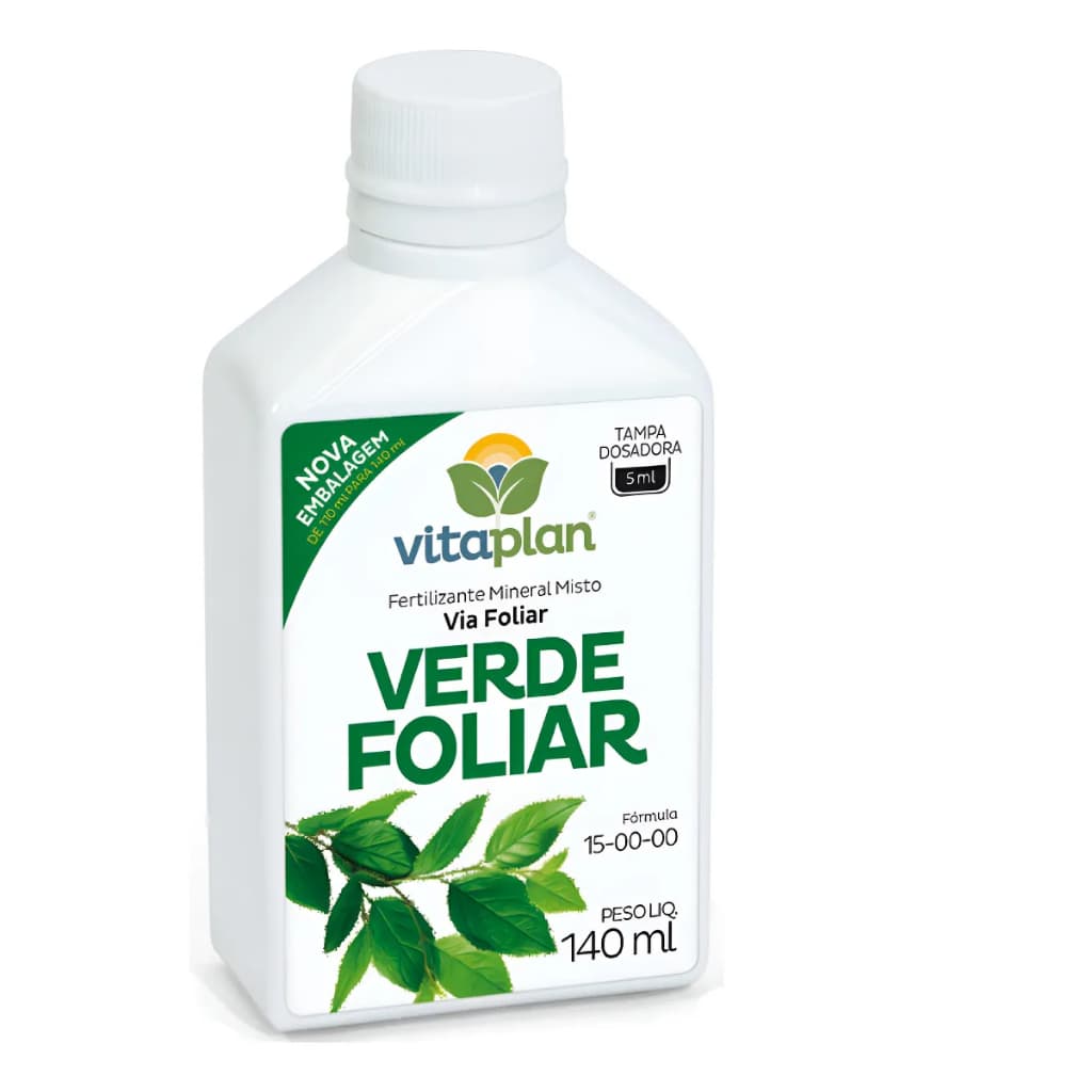 Fertilizante Adubo Liquido Verde Foliar 140ml Vitaplan Concentrado Flores Frutas Hortas Jardins
