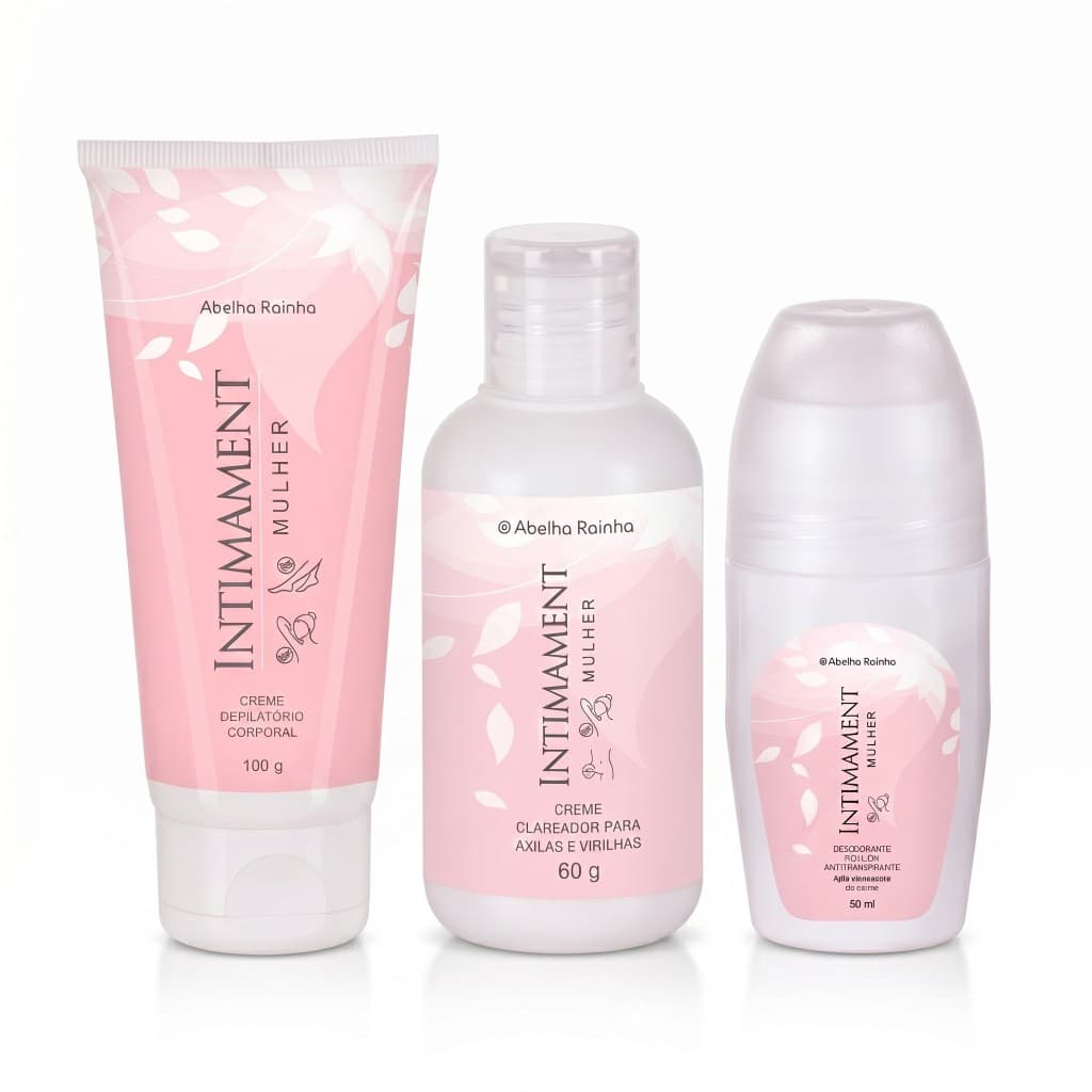Kit Intimament Mulher - Creme Depilatorio + Rollon + Clareador axililas e Virilhas Abelha Rainha