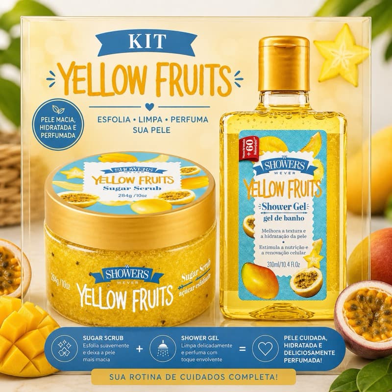 Kit Banho Completo Yellow Fruits Wever Pele Macia e Perfumada