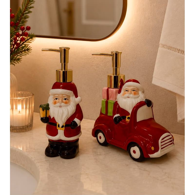 Unidade | Dispenser de Sabonete Líquido de Natal em Porcelana Designer Papai Noel