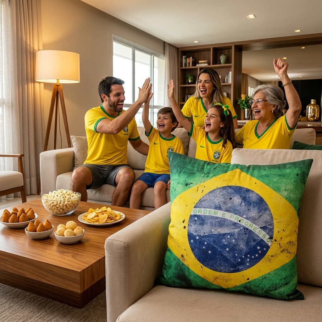 Almofada Copa do Mundo Capa Decorativa Brasil Futebol Seleção Brasileira