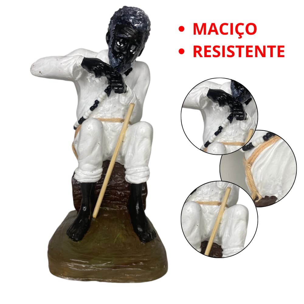 Imagem Preto Velho Vovô Vovo Estátua Decoração Altar Umbanda - 22cm Pai Mané - Joaquim