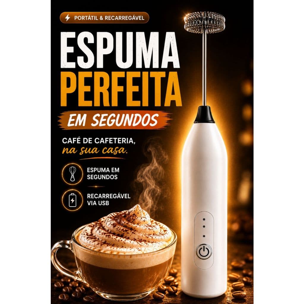 Mini Mixer Elétrico USB Recarregável Espumador Café Whey Cappuccino Portátil 2 Batedores