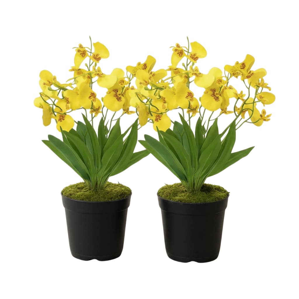2 Arranjos De Orquídeas Chuva De Ouro Planta Artificial