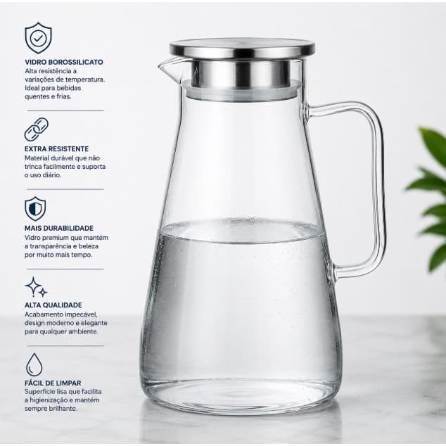 Jarra Allmix 1650ml Vidro Borossilicato Resistente Premium