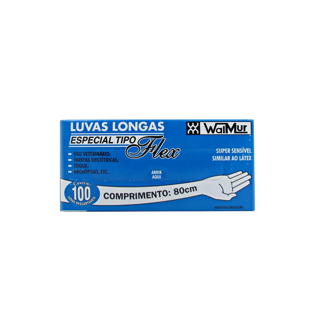 Luva Para Inseminação E Palpação Especial Flex 80cm Caixa Com 25 Unidades Walmur