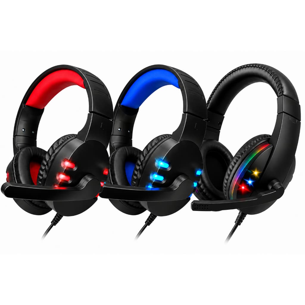 Headset Gamer Iluminação RGB com Microfone, Entradas USB e P2 para PC, Notebook, Celular e Console