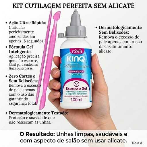 King Gel Cora 100ml + Espátula Plástica + Palito Plástico | Amolecedor de Cutículas e Calosidades | Dispensa Alicate