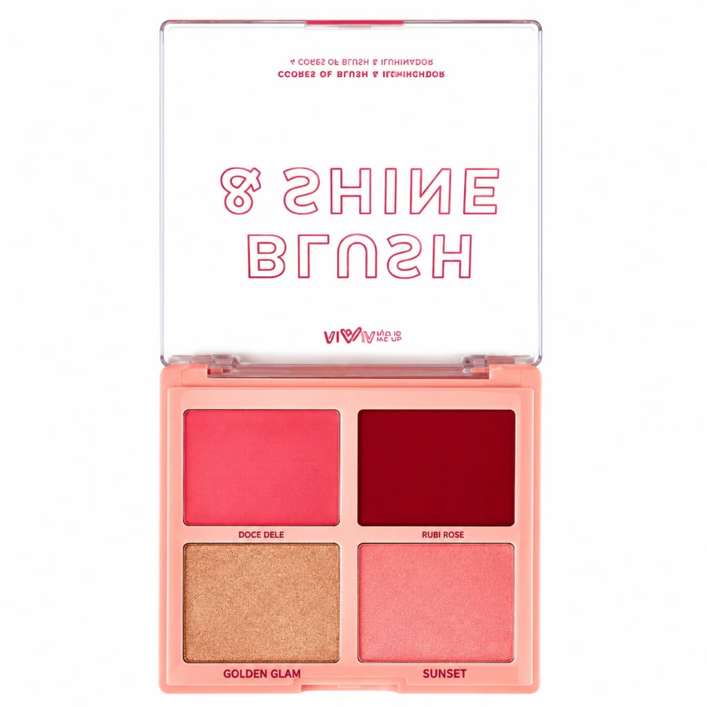 Paleta De Blush E Iluminador Ruby Rose Blush & Shine HB-M1001-2 Original Alta Pigmentacao Maquiagem