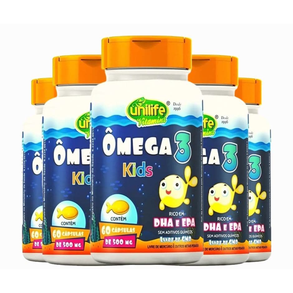 5x Omega 3 Kids 500Mg Sem Sabor 60 Capsulas - Unilife