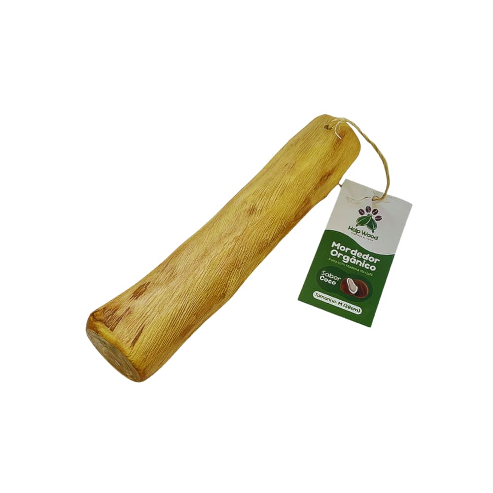 Mordedor Sustentável Natural Helpwood M Para Cachorro Madeira Café HIDRATADO ÓLEO CÔCO 20X2A3CM