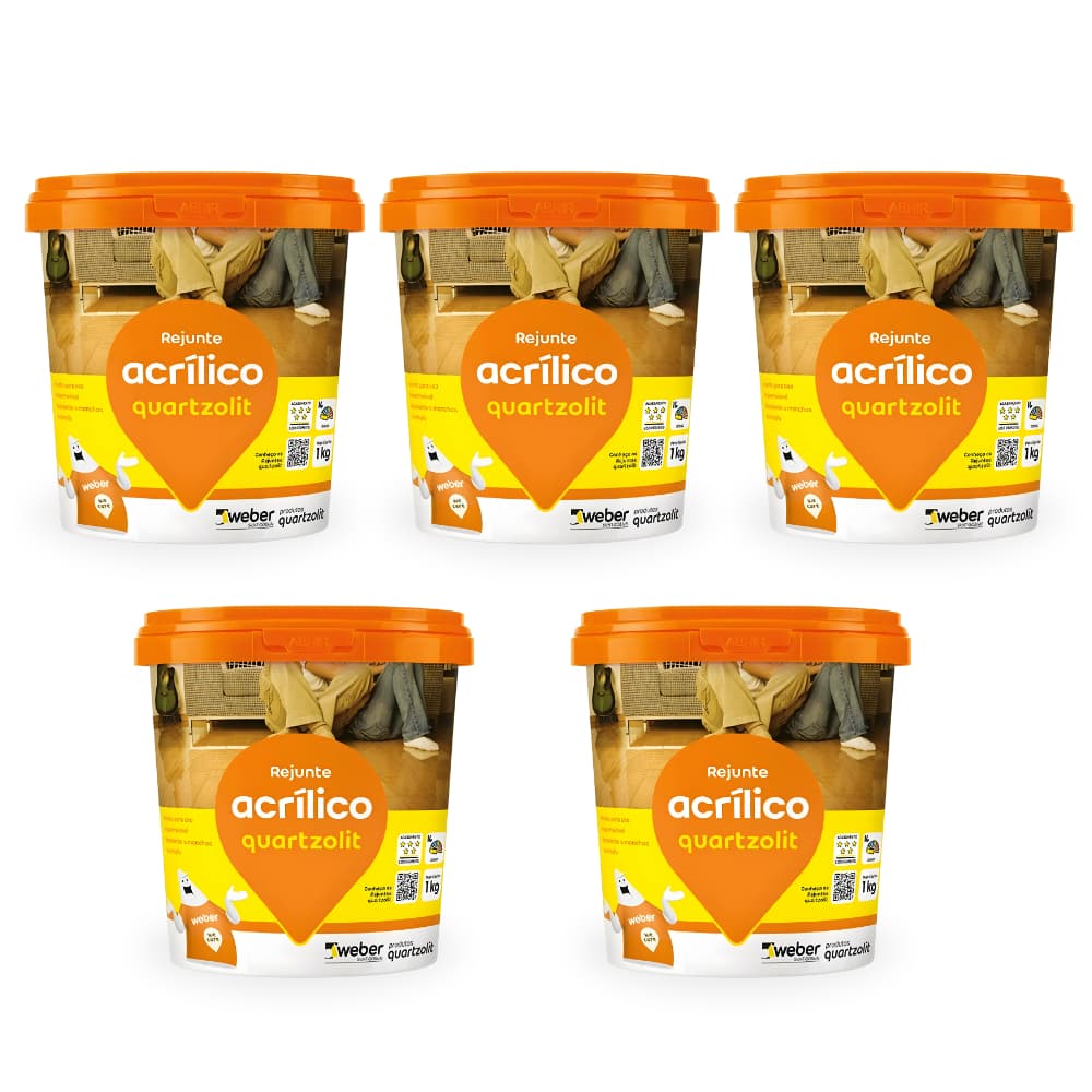 Kit Rejunte Acrílico Branco Impermeável Pronto Pote 1Kg Quartzolit Prático Anti-mofo