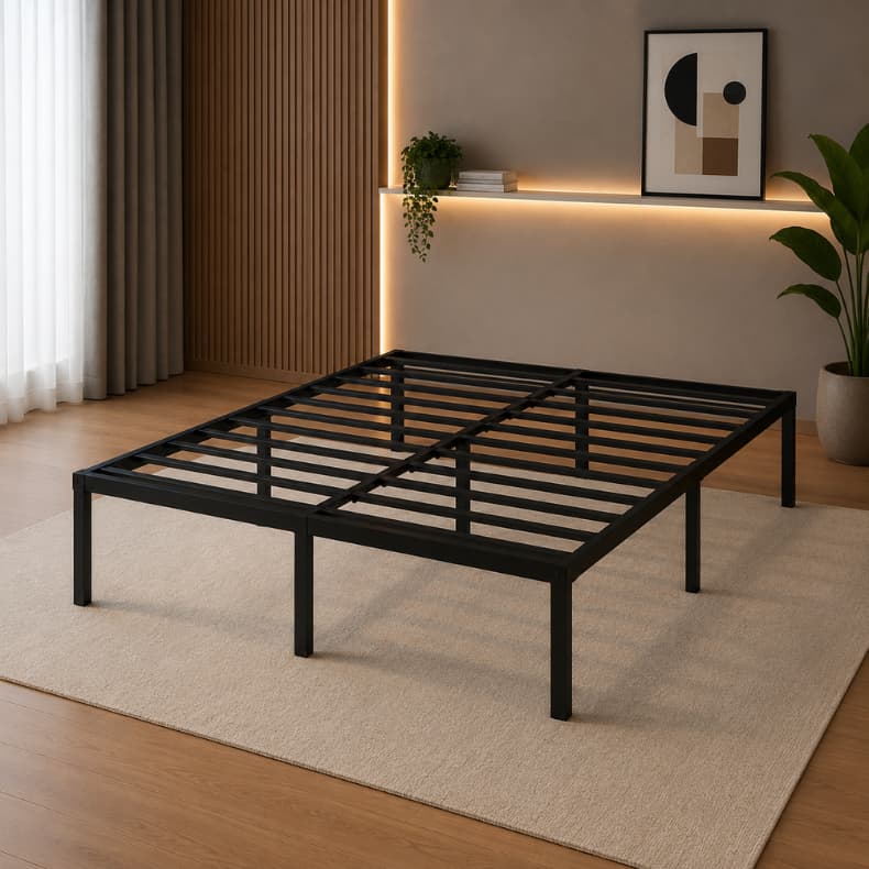 Cama Metálica Casal Aço Resistente Base Para Colchões, Portátil