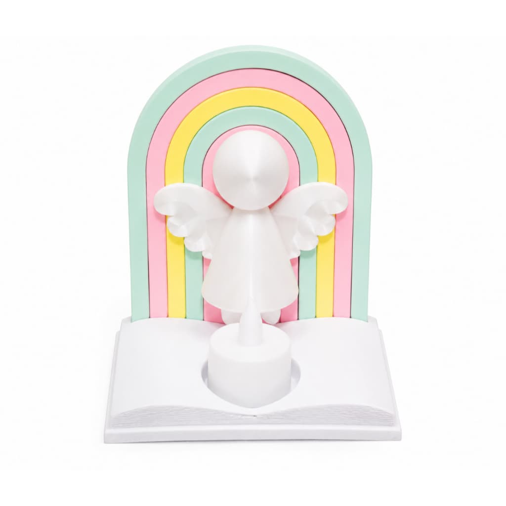 Porta Vela Led Anjo Com Arco-íris Decorativo 3d