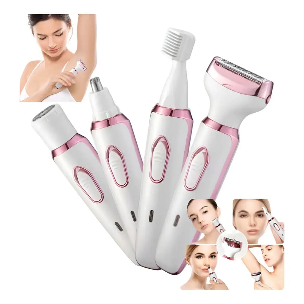 Aparador 4 em 1 para Mulheres – Remove Pelos das Axilas, Sobrancelhas, Corpo e Barba, Recarregável