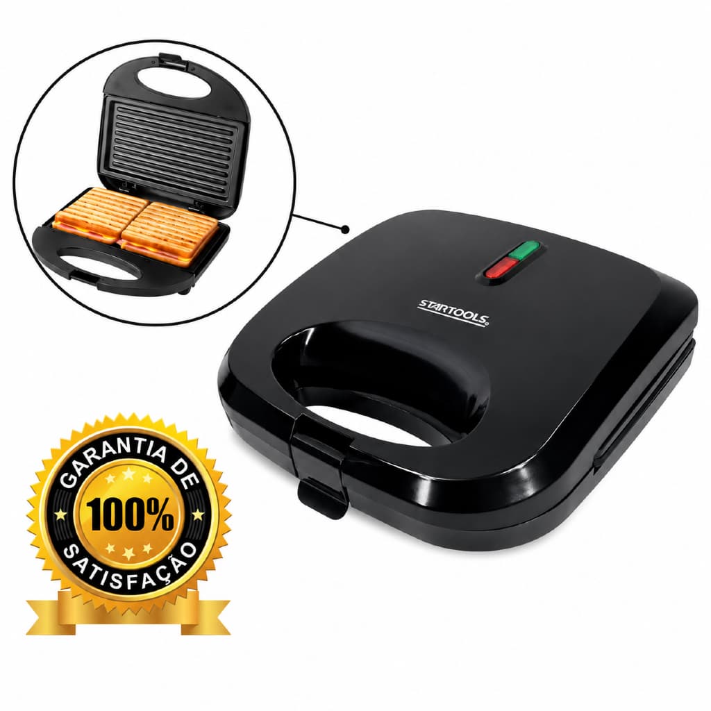Sanduicheria e Grill Antiaderente Elétrica Cozinha Lanche Omeleteira 750W
