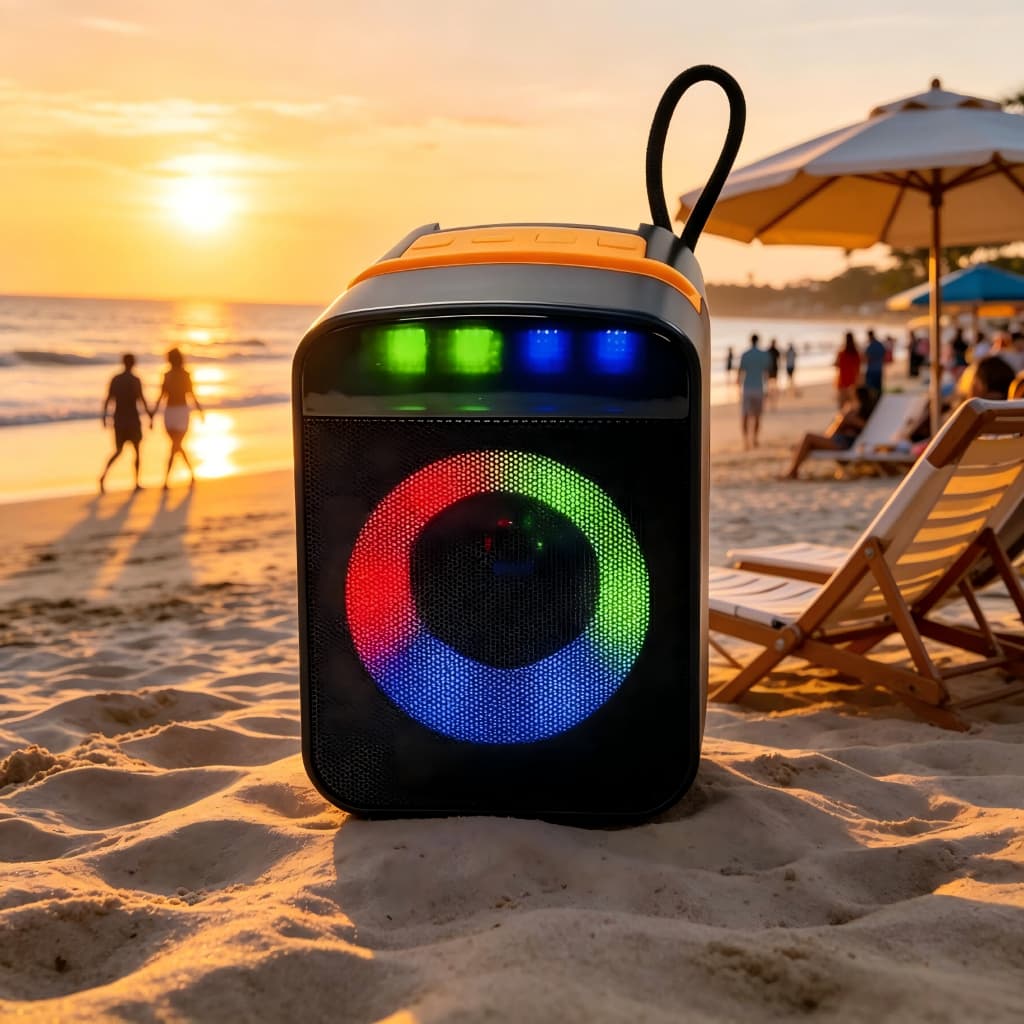 Suporte de Celular + Caixa de Som Bluetooth RGB 20W - Luzes Coloridas, Som Potente para Escritório e Casa