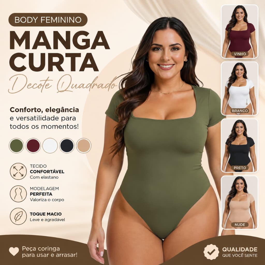 Body Collant Plus Size Natal Festas Feminino Blusa Decote Quadrado Estilo Blogueira Suplex Premium Curve Verão P002