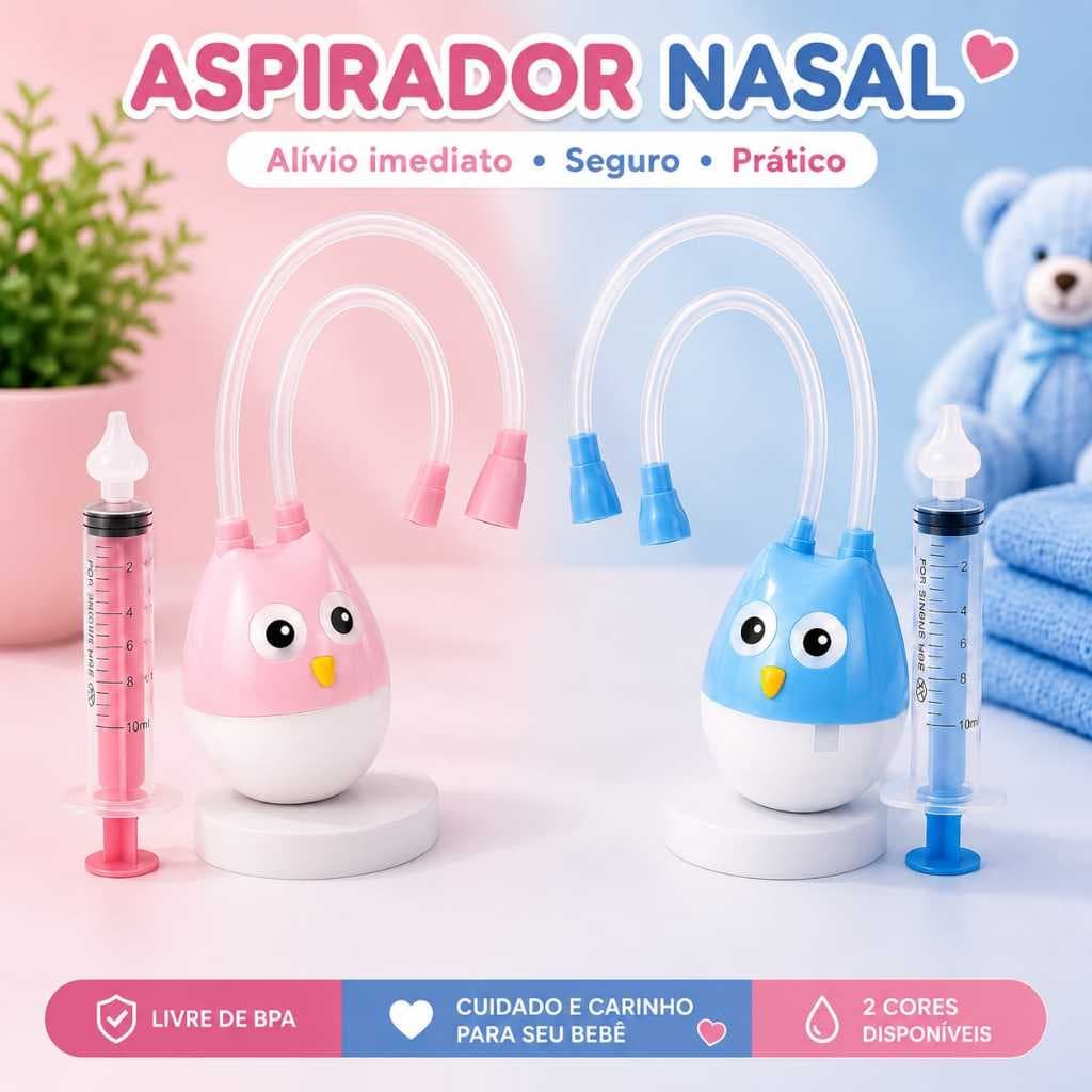 Aspirador Nasal Infantil com ou sem Seringa Praticidade e Higiene do Bebê Nariz Sugador Catarro