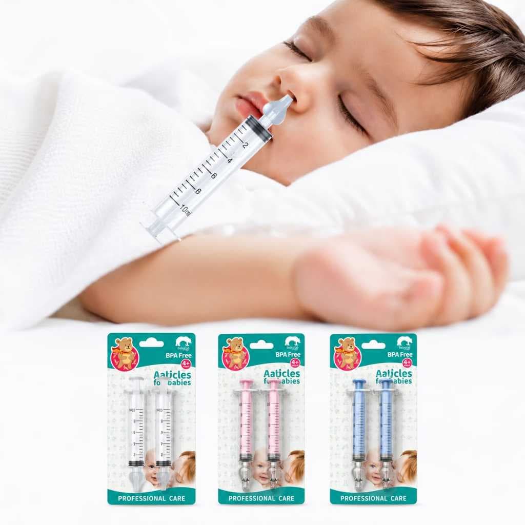Kit Seringa Lavador Aspirador Nasal Limpeza Infantil Bico Silicone Nariz Bebê Catarro Secreção