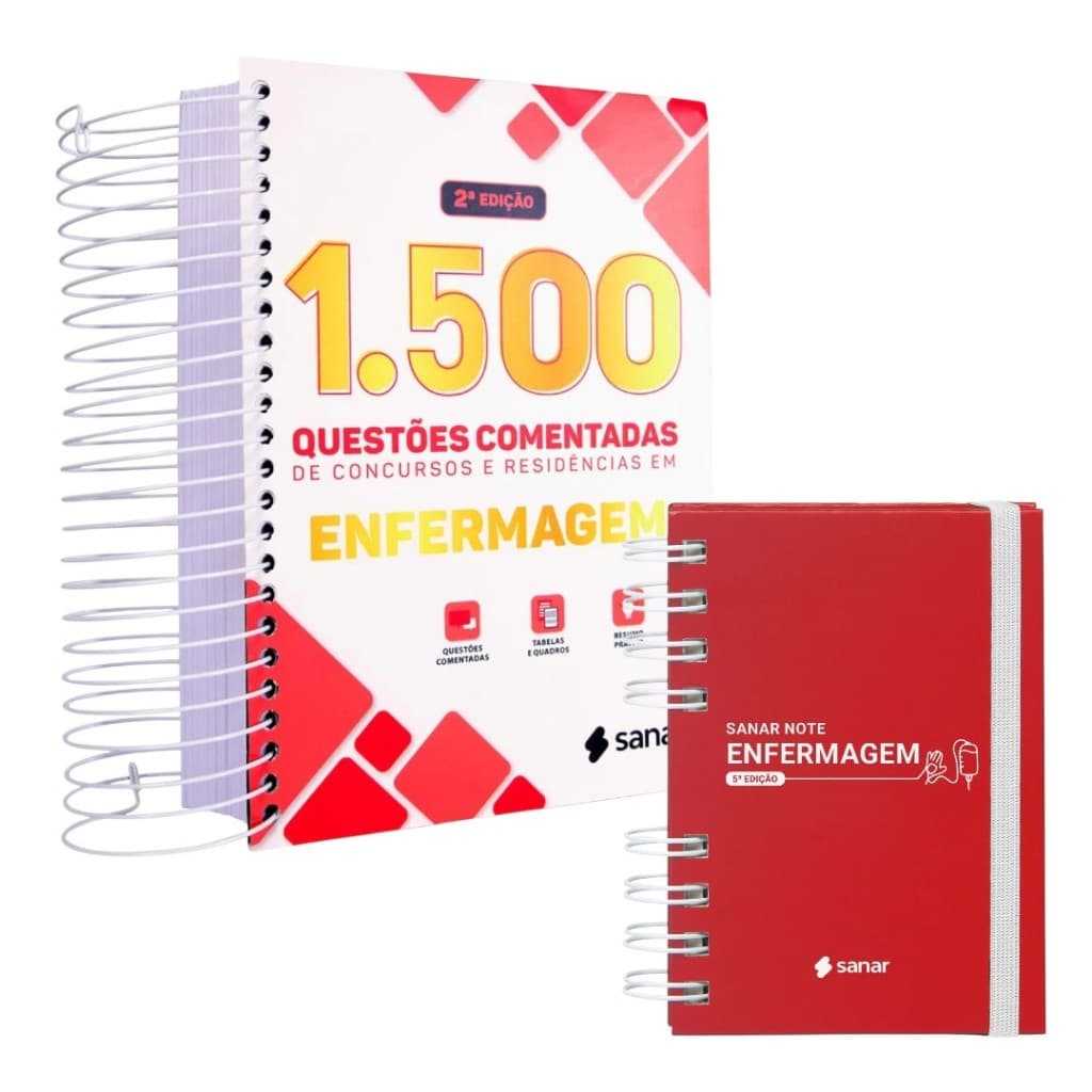 Kit Sanar Note de Enfermagem 5ª Edição 2026 + Sanar 1500 Questão de Concurso 2ª Ed. Oferta