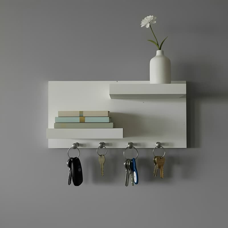 Porta Chaves MDF Decorativo Parede com Prateleira Organizador Entrada Casa Sala 100% MDF