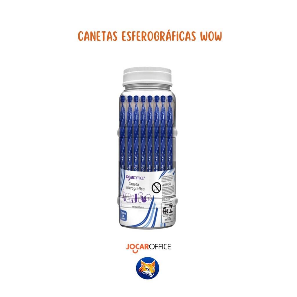 Kit 5 a 30  Caneta Esferográfica Wow Fun Ponta Fina 0.7 Azul Jocar Office - Leo&Leo
