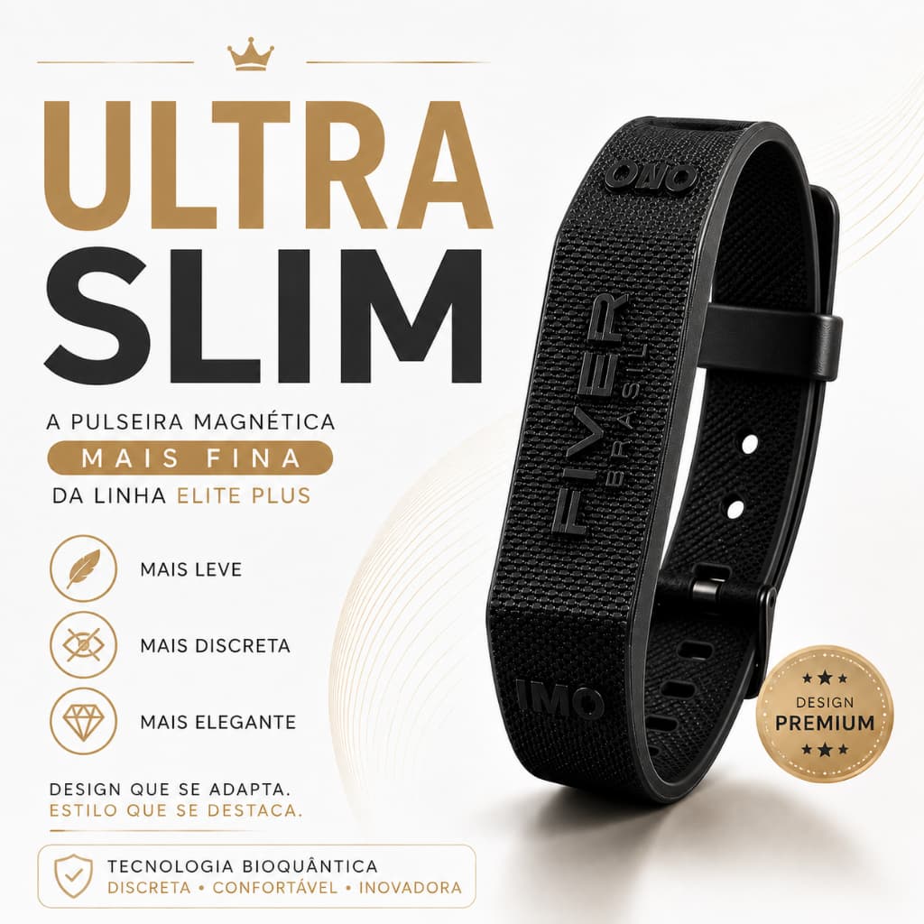 Pulseira Magnética Slim Elite Plus Bracelete e Imãs Neodímio 3600 Gauss Infravermelho Longo Próximo