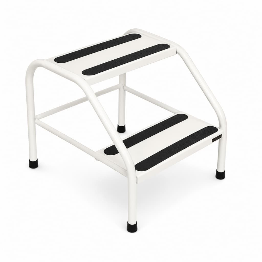 Escada Multiuso 2 Degraus para Clínica Consultório Fisioterapia Antiderrapante Reforçada Branca
