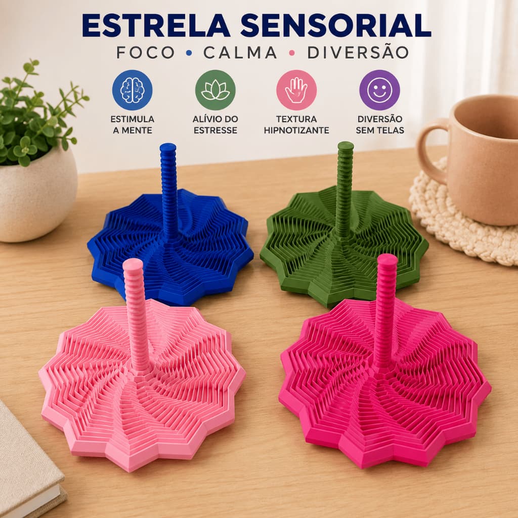 Estrela Sensorial 3D Expansível Fidget Toy Anti Stress Ansiedade TDAH TEA Autismo Foco