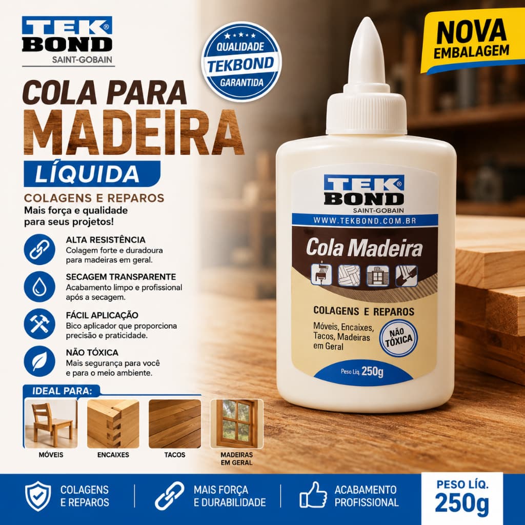 Cola Para Madeira Líquida Tekbond 250g