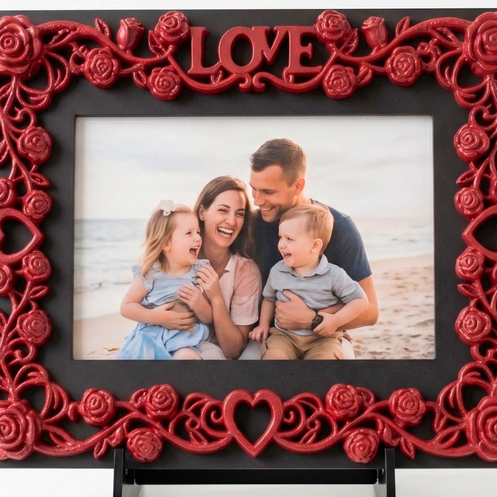 Porta Retrato Decorativo Rose Love Moldura Premium 18x22cm