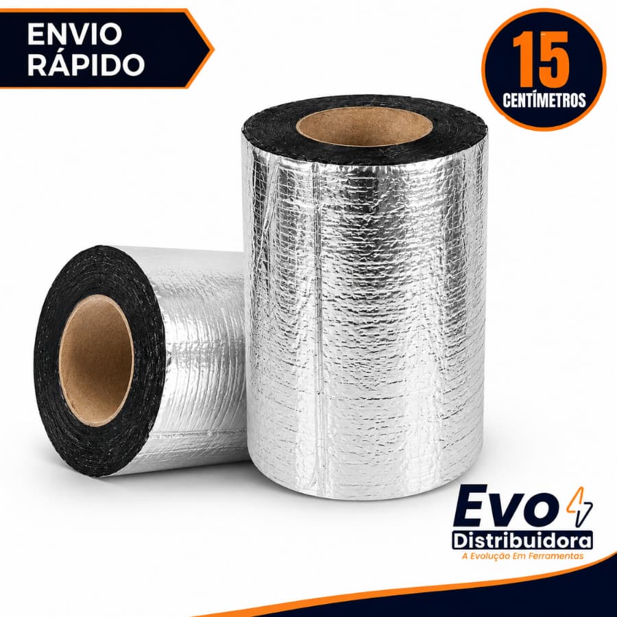 Fita Asfáltica Impermeável 15CMx10M Manta Adesiva Para Reparos, Rufo, Calha Telhado