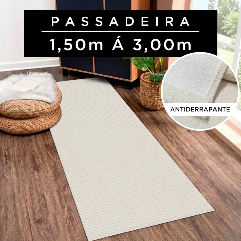 Tapete Passadeira Antiderrapante Lavável em Máquina Beira Cama Algodão Diversas Medidas Sala Quarto