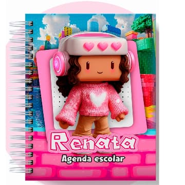 Agenda Ou Caderno A5 Roblox Gamer Rosa Personalizado Com Nome| Kit agenda e caderno
