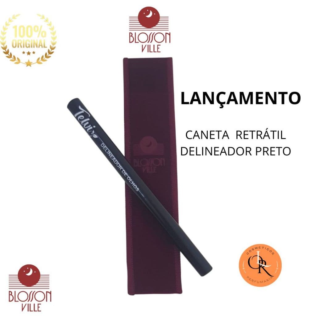 DELINEADOR PRETO TELVI - BLOSSON VILLE- CANETA RETRÁTIL