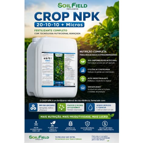 Fertilizante Foliar - Crop NPK 20-10-10+ Micros - Fertilizantes Completo com Tecnologia Nutricinal Avançada