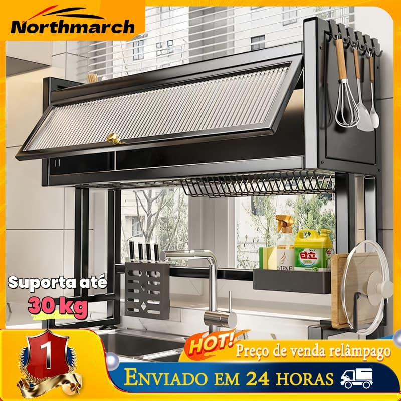 Organizador de Pia Multifuncional Armário de Cozinha Rack Organizador Escorredor de Louça 105cm