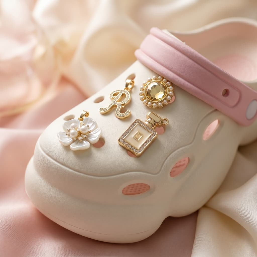 Chinelo de Nuvem com Salto Grosso, Customizável com Pingentes de Strass e Pérolas, Antiderrapante, Uso Interno e Externo
