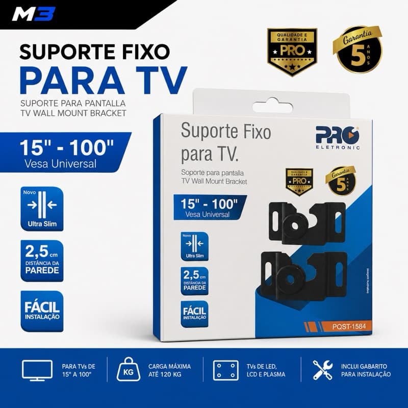 Suporte de Parede para Tv Universal Proeletronic 15 a 100 polegadas