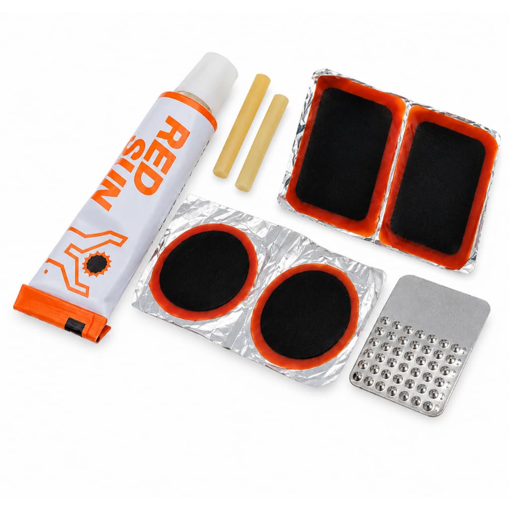 Kit Reparo Pneu Bike Bicicleta 8 Peças Remendo Câmara de Ar Cola Lixa Conserto Emergência