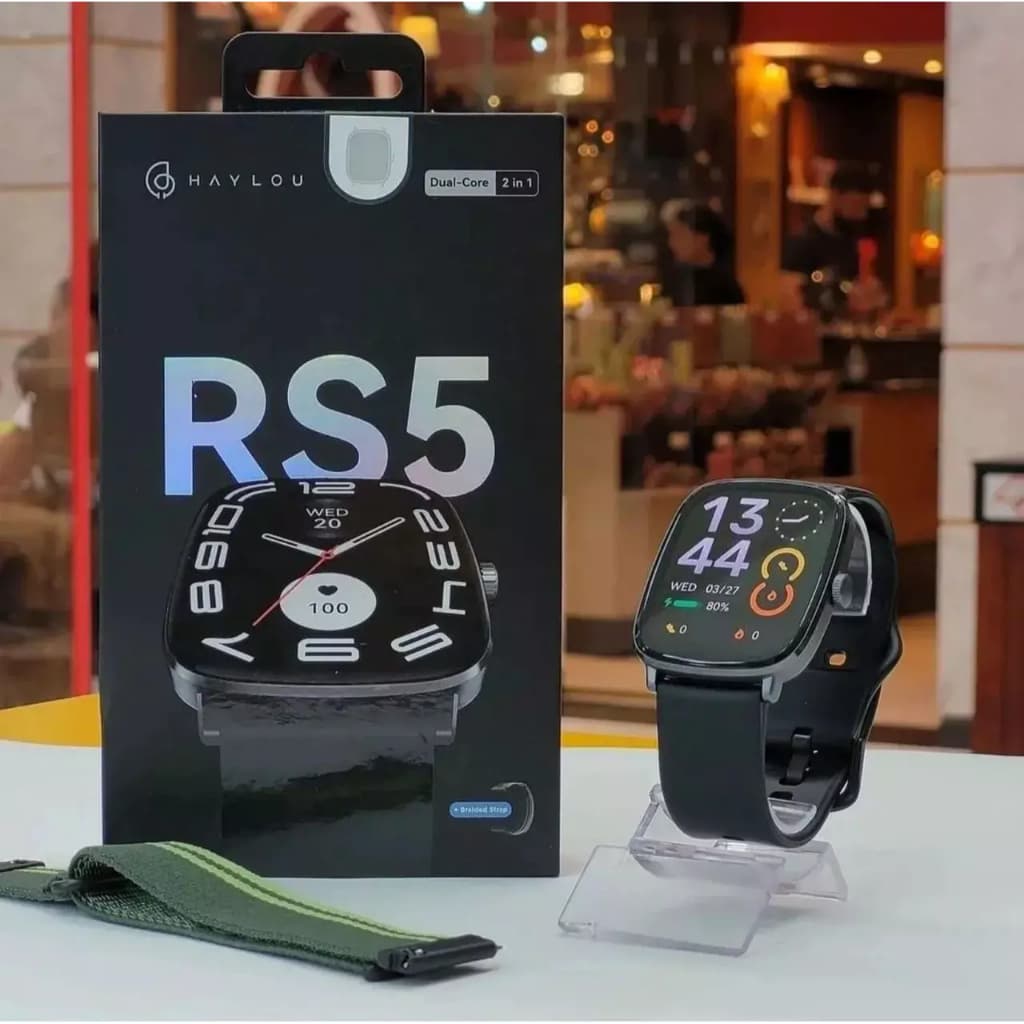 Relógio Smartwatch Haylou RS5 LS19 – AMOLED, Chamadas Bluetooth + Pulseira