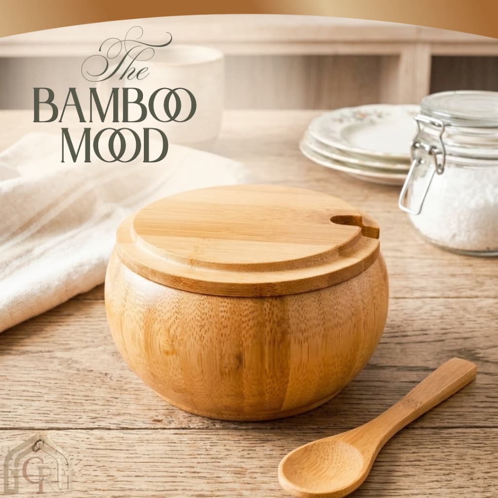 Açucareiro Bamboo Bambu Com Colher Porta Açúcar Natural Organizador Mesa Café Presente Dia Das Mães