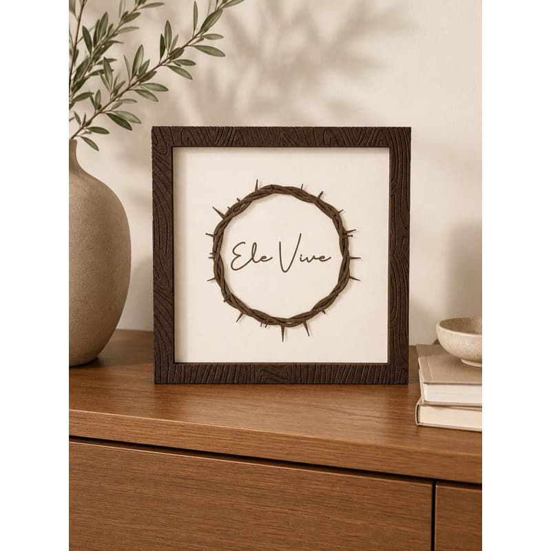 Quadro Decoração Sala | Quadro cristão “Ele vive” | Quadros