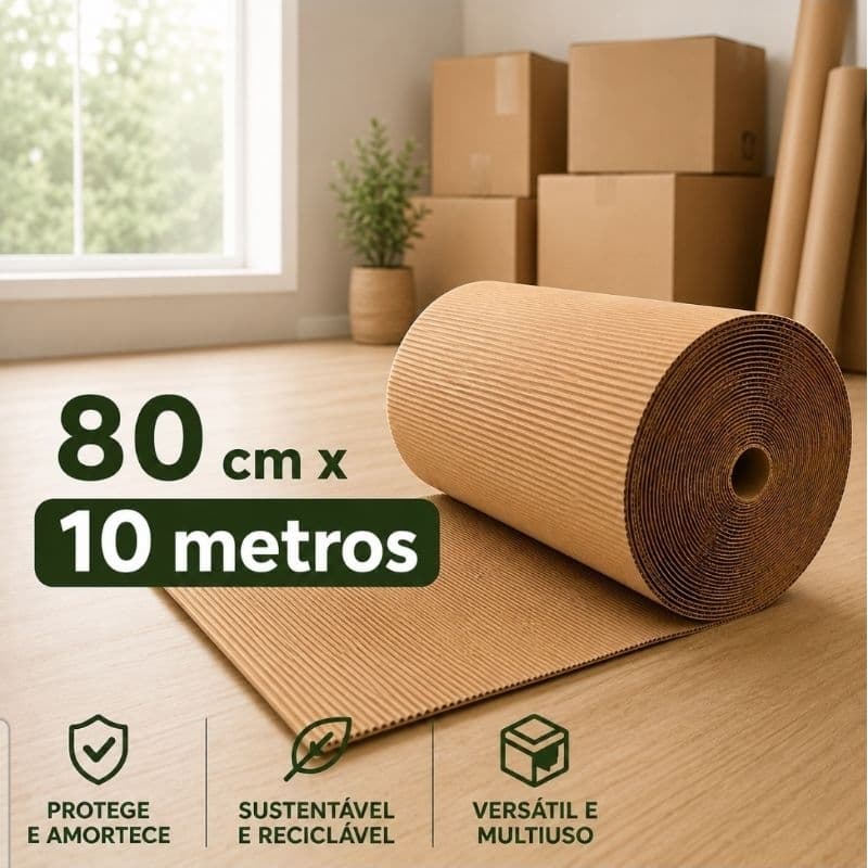 Bobina de Papelão Ondulado Rolo de 80 cm x 10 metros Proteçao em Obra Reforma e Embalagem Multiuso